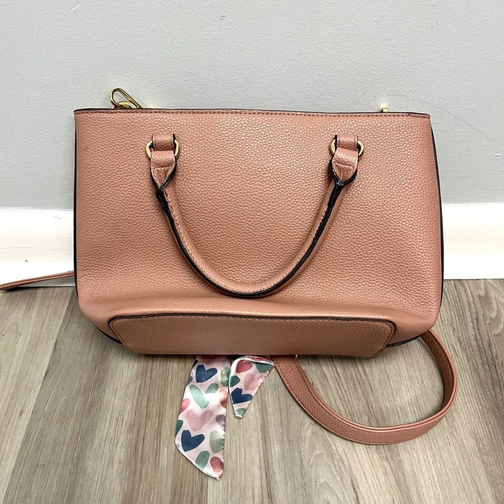 Nanette Lepore Purse Women's Pink Pebbled Faux Leather Satchel Crossbody New